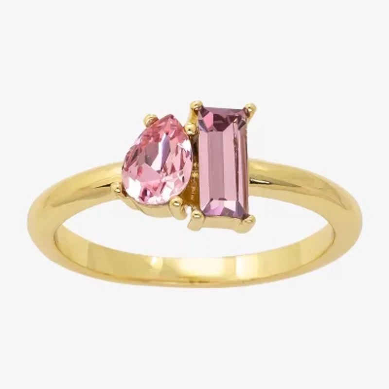 Sparkle Allure Womens 8MM Pink Crystal 14K Gold Over Brass Oval Band