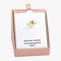 Sparkle Allure Womens 8MM Pink Crystal 14K Gold Over Brass Oval Band
