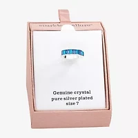 Sparkle Allure Womens 5.5MM Blue Crystal Pure Silver Over Brass Eternity Band