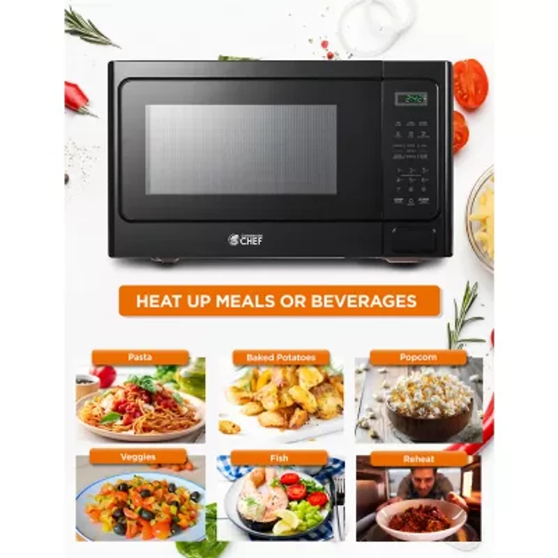 COMMERCIAL CHEF 1.3 Cu. Ft. Countertop Microwave with Digital Display Black Microwave & 10 Power Levels