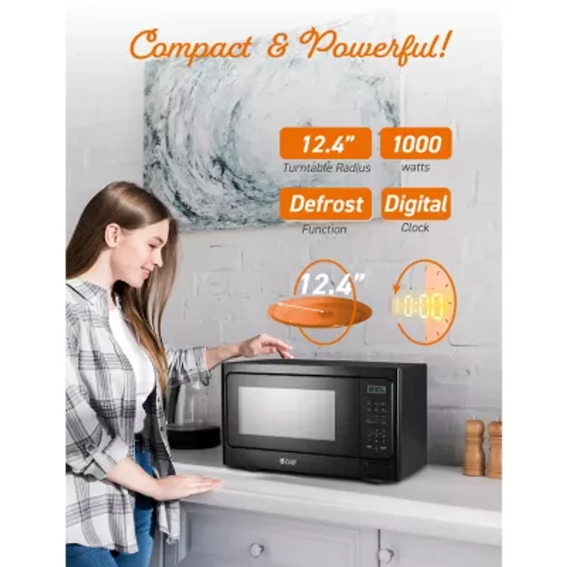 COMMERCIAL CHEF 1.3 Cu. Ft. Countertop Microwave with Digital Display Black Microwave & 10 Power Levels