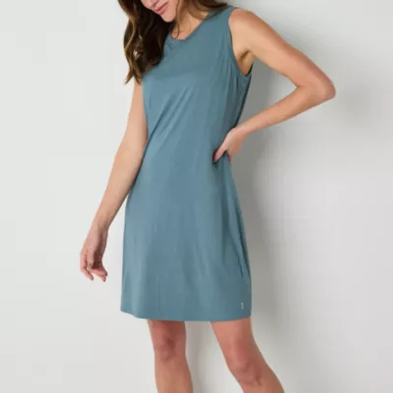 Free Country Womens Crew Neck Sleeveless Active Shift Dress