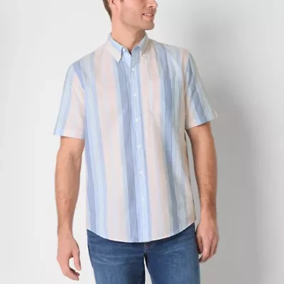 St. John's Bay Performance Oxford Mens Short Sleeve Classic Fit Button-Down Shirt