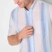 St. John's Bay Performance Oxford Mens Short Sleeve Classic Fit Button-Down Shirt