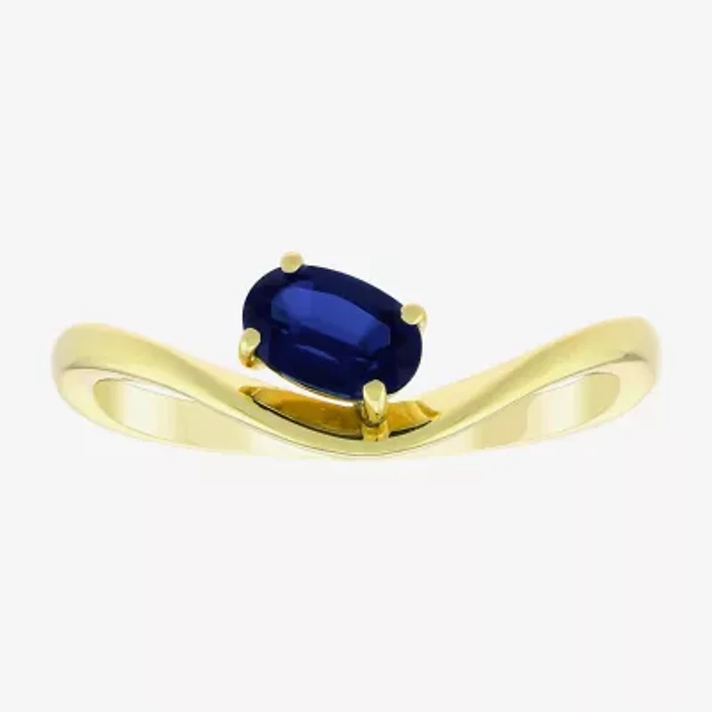 Lab Created Gemstone 14K Gold Over Silver Oval Solitaire Cocktail Ring