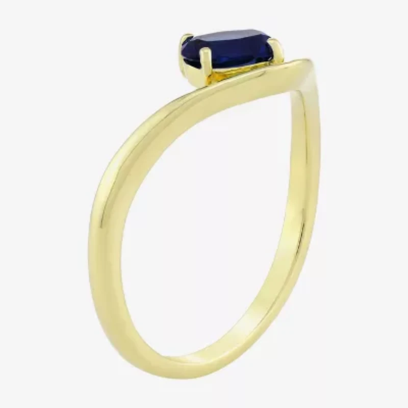 Lab Created Gemstone 14K Gold Over Silver Oval Solitaire Cocktail Ring