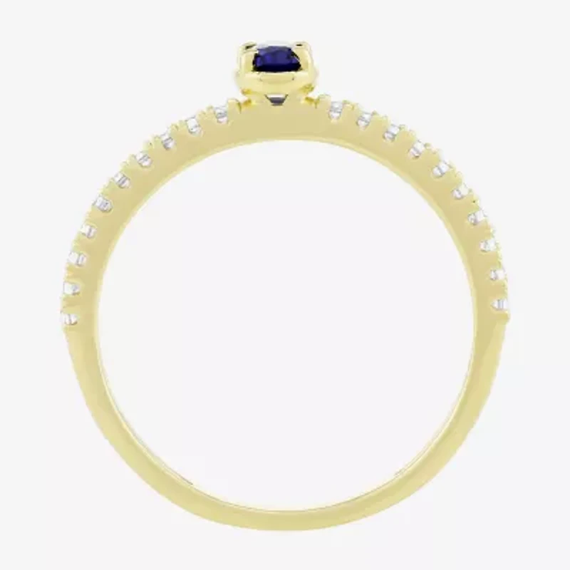 Lab Created Gemstone 14K Gold Over Silver Oval Side Stone Stack Band