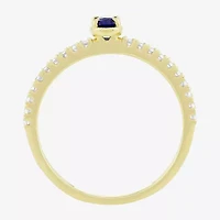 Lab Created Gemstone 14K Gold Over Silver Oval Side Stone Stack Band