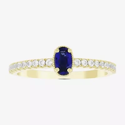 Lab Created Gemstone 14K Gold Over Silver Oval Side Stone Stack Band