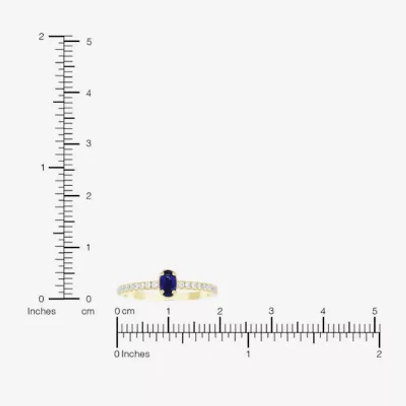 Lab Created Gemstone 14K Gold Over Silver Oval Side Stone Stack Band