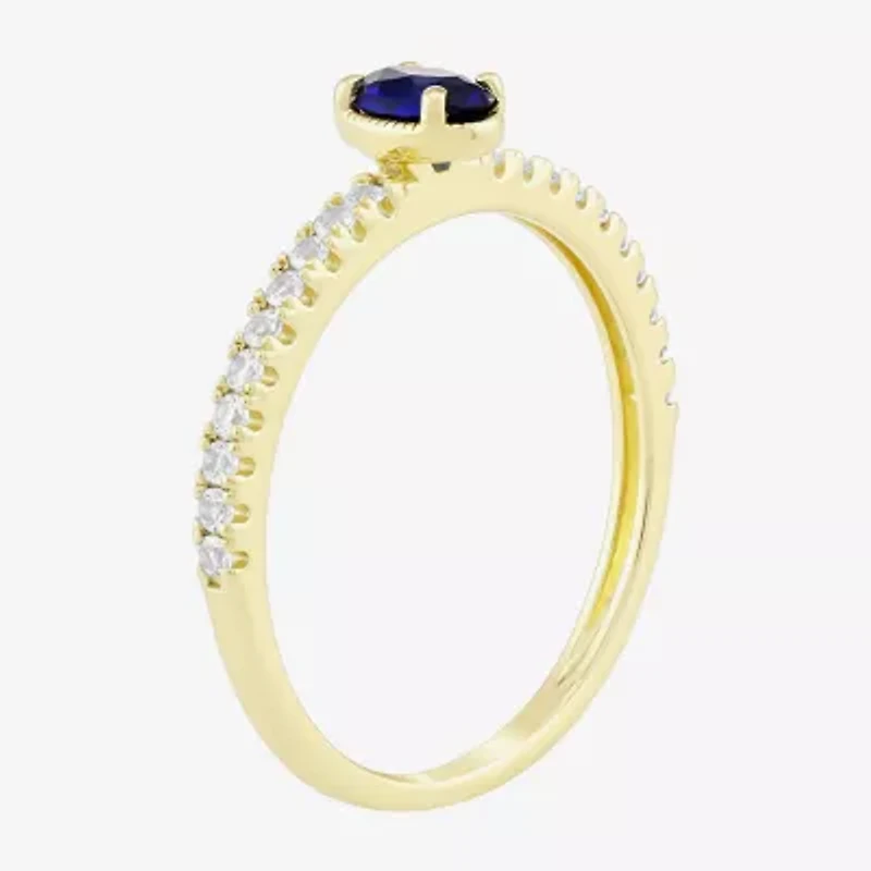 Lab Created Gemstone 14K Gold Over Silver Oval Side Stone Stack Band