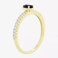 Lab Created Gemstone 14K Gold Over Silver Oval Side Stone Stack Band