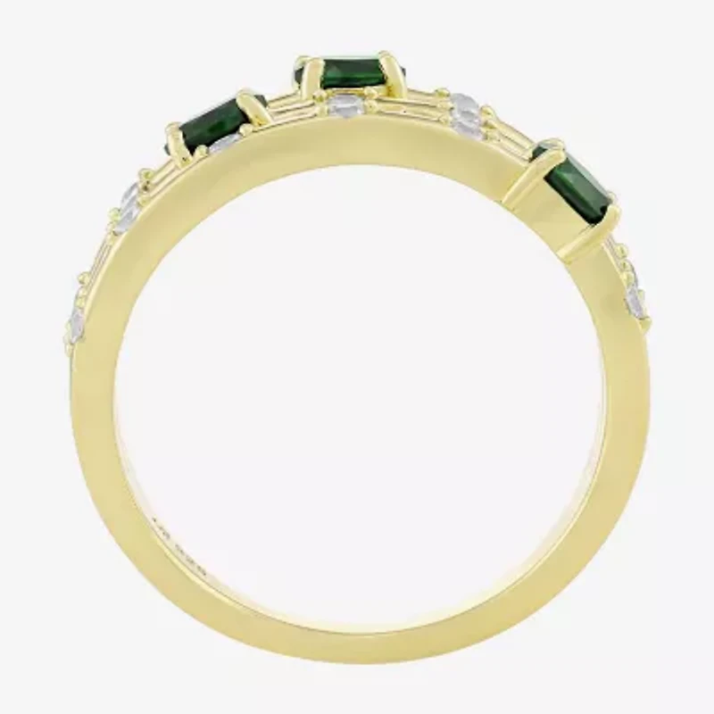 Lab Created Gemstone 14K Gold Over Silver Band