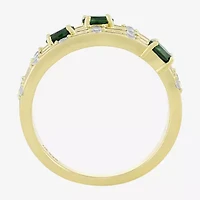 Lab Created Gemstone 14K Gold Over Silver Band