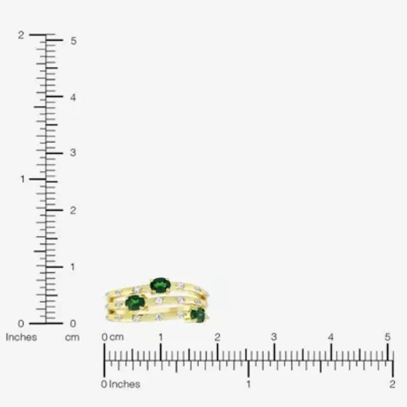 Lab Created Gemstone 14K Gold Over Silver Band