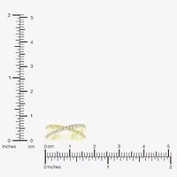 Womens Lab Created White Sapphire 14K Gold Over Silver Crossover Band