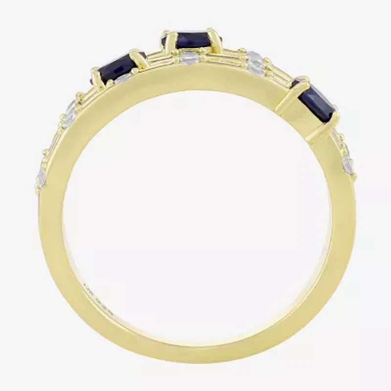 Lab Created Gemstone 14K Gold Over Silver Band