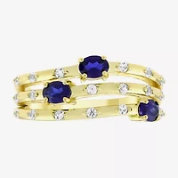 Lab Created Gemstone 14K Gold Over Silver Band