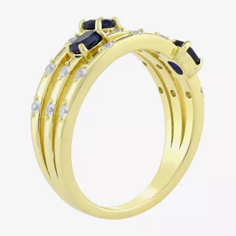 Lab Created Gemstone 14K Gold Over Silver Band