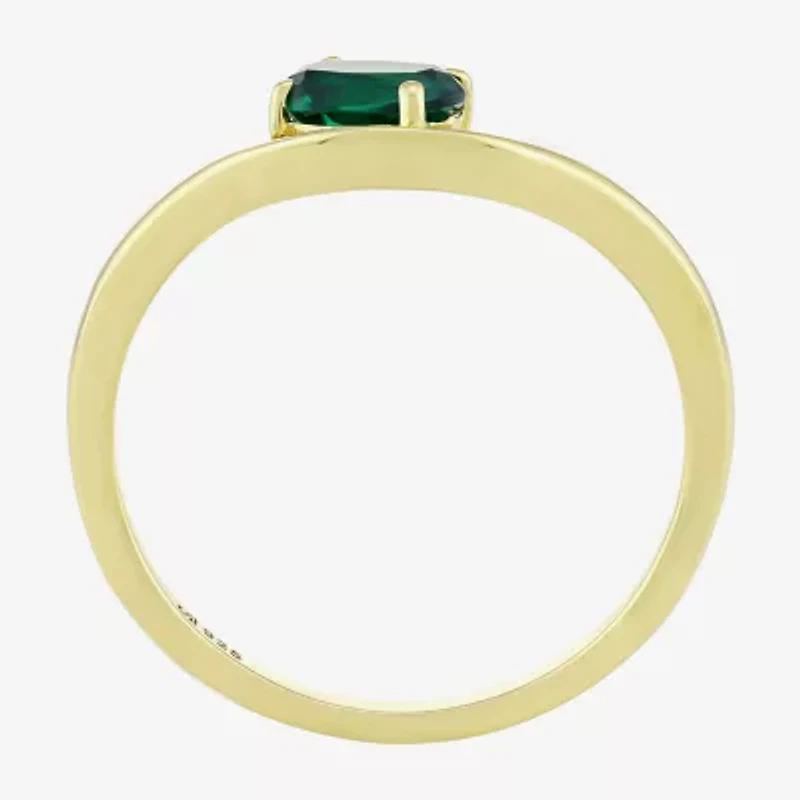 Lab Created Gemstone 14K Gold Over Silver Oval Solitaire Cocktail Ring