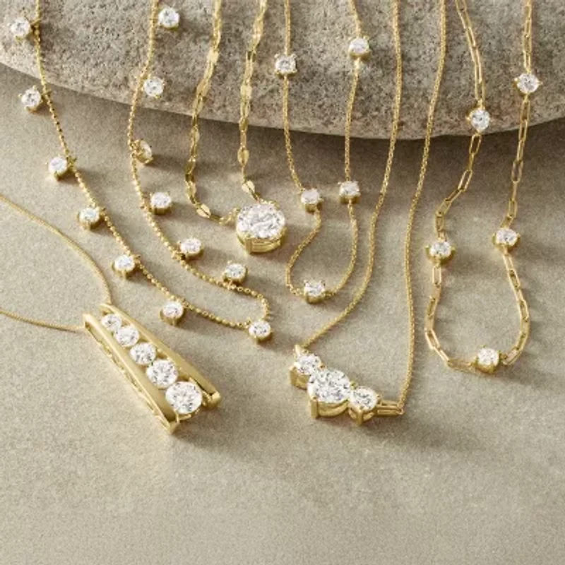 (G-H, Si2-I1) Womens 2 CT. T.W. Lab Grown White Diamond 10K Gold 18 Inch Pendant Necklace