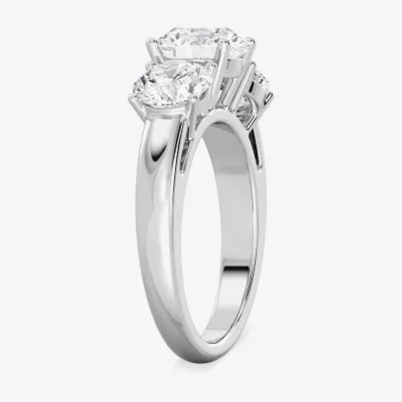 Love Lives Forever F / Si2 Womens CT. T.W. Lab Grown White Diamond 14K White Gold 3-Stone Engagement Ring