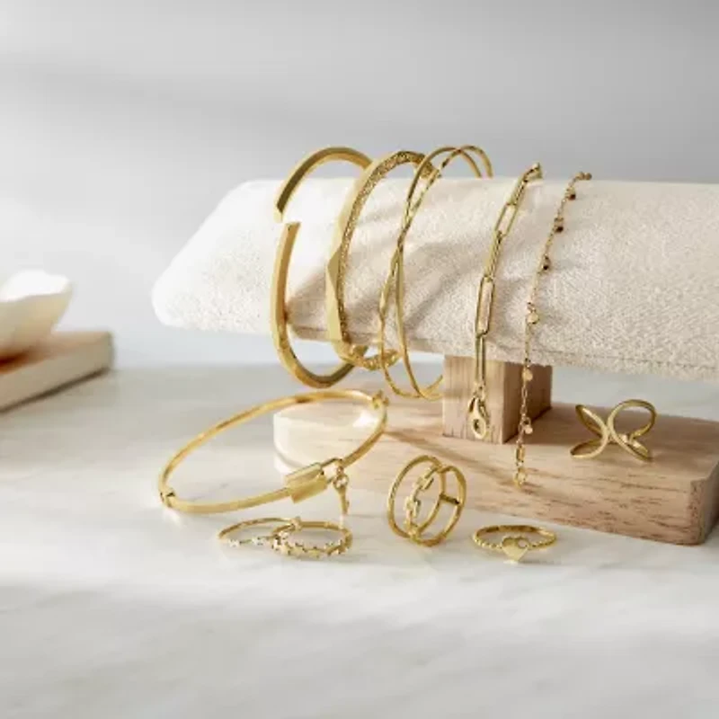 Gold Addiction Womens 10K Gold Round Bangle Bracelet