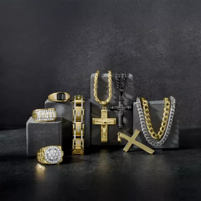 18K Gold Over Silver Crucifix Pendant Necklace