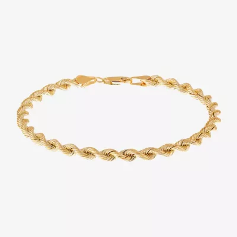 Limited Quantities! Womens 14K Gold 7.5 Inch Semisolid Rope Chain Bracelet
