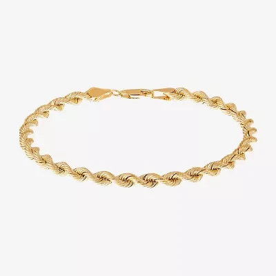 Limited Quantities! Womens 14K Gold 7.5 Inch Semisolid Rope Chain Bracelet