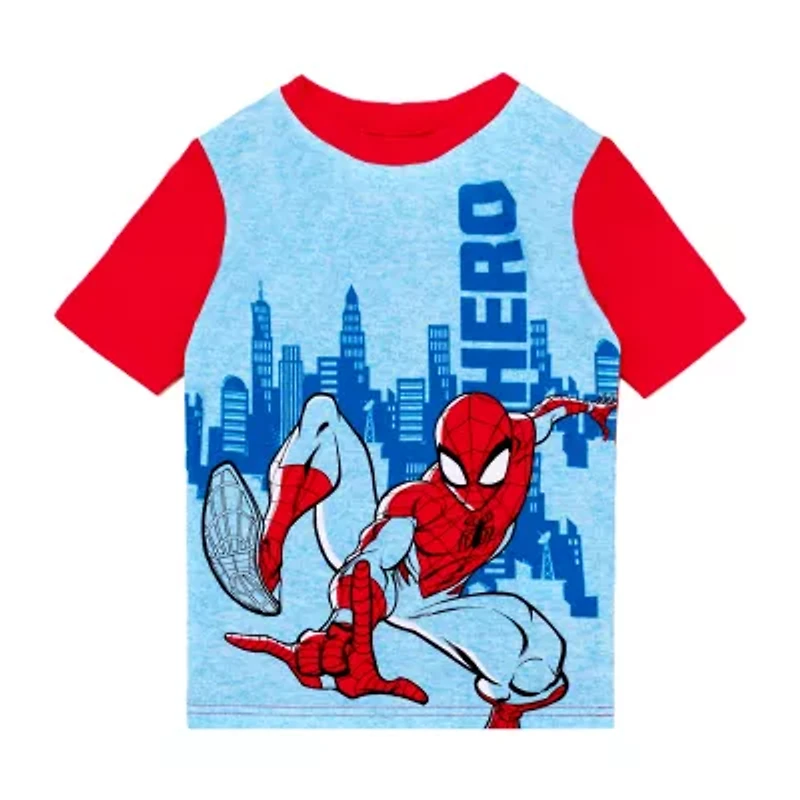 Disney Collection Boys Spiderman Crew Neck Short Sleeve 4-pc. Big Kids Pajama Sets