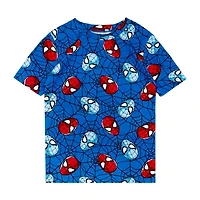 Disney Collection Boys Spiderman Crew Neck Short Sleeve 4-pc. Big Kids Pajama Sets
