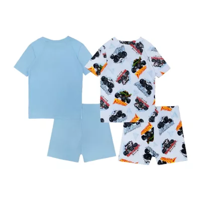 Little & Big Kid Boys Monster Jam Crew Neck Short Sleeve 4-pc. Pajama Sets