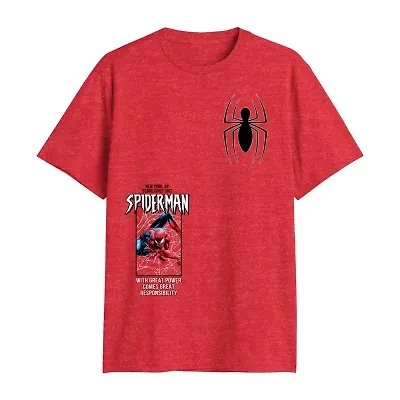 Mens Crew Neck Short Sleeve Regular Fit Spiderman Graphic T-Shirt