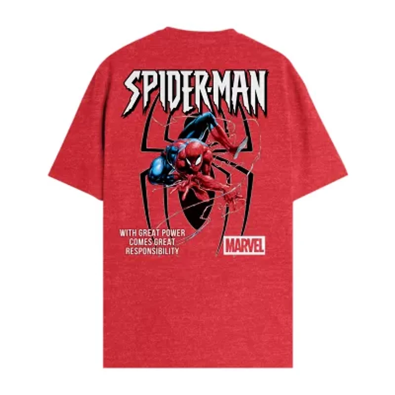 Mens Crew Neck Short Sleeve Regular Fit Spiderman Graphic T-Shirt