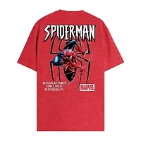 Mens Crew Neck Short Sleeve Regular Fit Spiderman Graphic T-Shirt