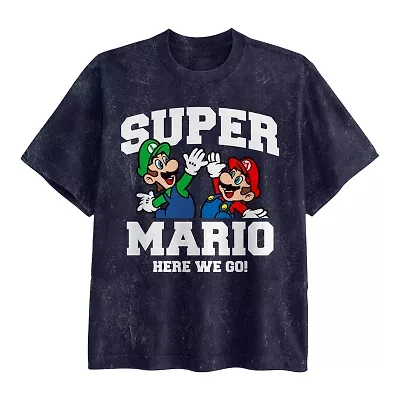 Novelty Mens Crew Neck Short Sleeve Regular Fit Super Mario Graphic T-Shirt