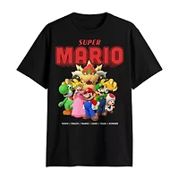 Novelty Mens Crew Neck Short Sleeve Regular Fit Super Mario Graphic T-Shirt