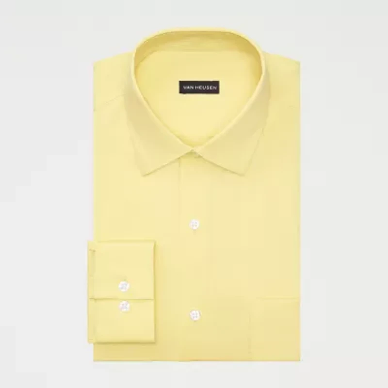 Van Heusen Everyday Defense Stain Shield Mens Regular Fit Stretch Fabric Wrinkle Free Long Sleeve Dress Shirt