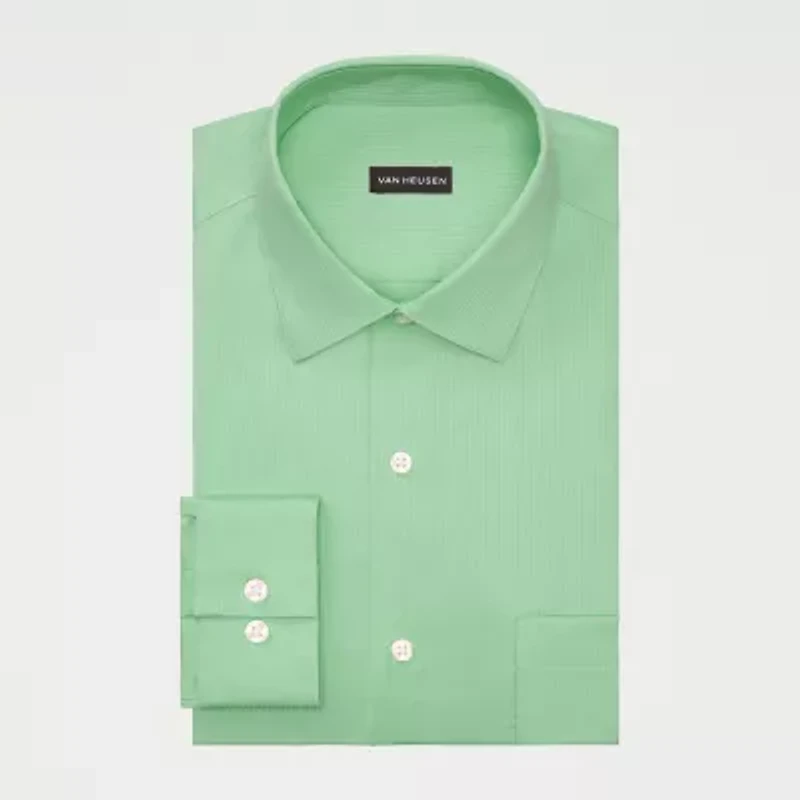 Van Heusen Everyday Defense Stain Shield Fitted Mens Modern Fit Stretch Fabric Wrinkle Free Dress Shirt