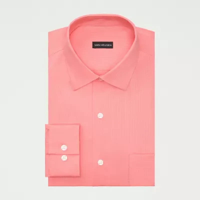 Van Heusen Everyday Defense Stain Shield Big and Tall Mens Stretch Fabric Wrinkle Free Long Sleeve Dress Shirt