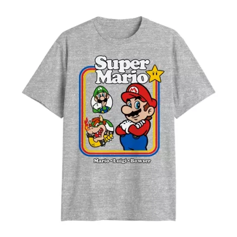 Novelty Mens Crew Neck Short Sleeve Classic Fit Super Mario Big and Tall Graphic T-Shirt