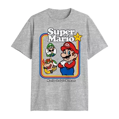 Novelty Mens Crew Neck Short Sleeve Classic Fit Super Mario Big and Tall Graphic T-Shirt