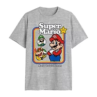Novelty Mens Crew Neck Short Sleeve Classic Fit Super Mario Big and Tall Graphic T-Shirt
