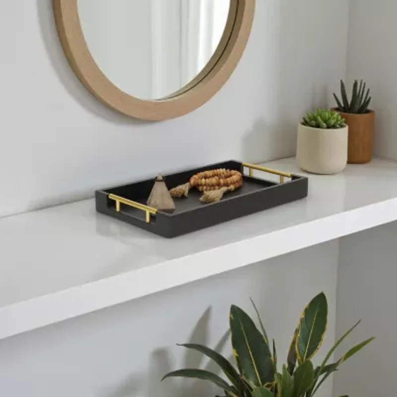 Cheungs Black Faux Snakeskin Rectangular Decorative Tray