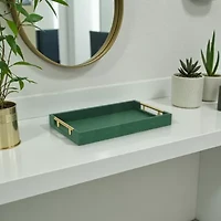 Cheungs Green Faux Shagreen Rectangular Decorative Tray