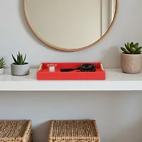 Cheungs Red Faux Shagreen Rectangular Decorative Tray