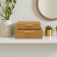 Cheungs Camel Brown Faux Shagreen Rectangular 2-pc. Decorative Box