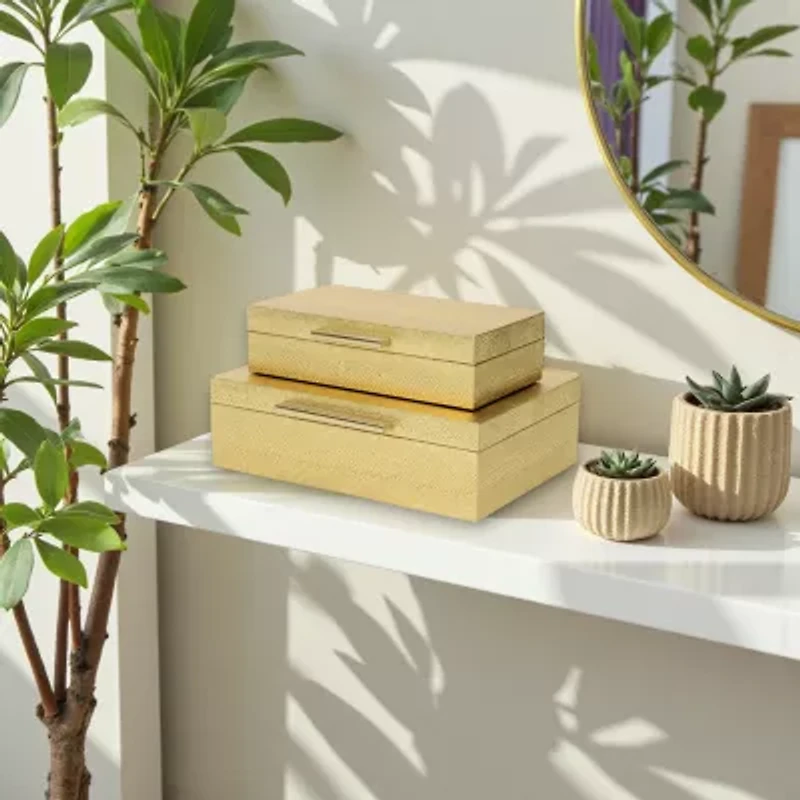 Cheungs Gold Faux Snakeskin Rectangular 2-pc. Decorative Box