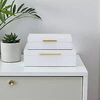 Cheungs White Faux Snakeskin Rectangular 2-pc. Decorative Box